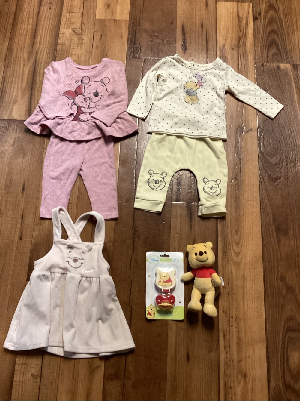 Winnie the Pooh Kids Matching Sets - Pink, Cream and Yellow 3-6 Months